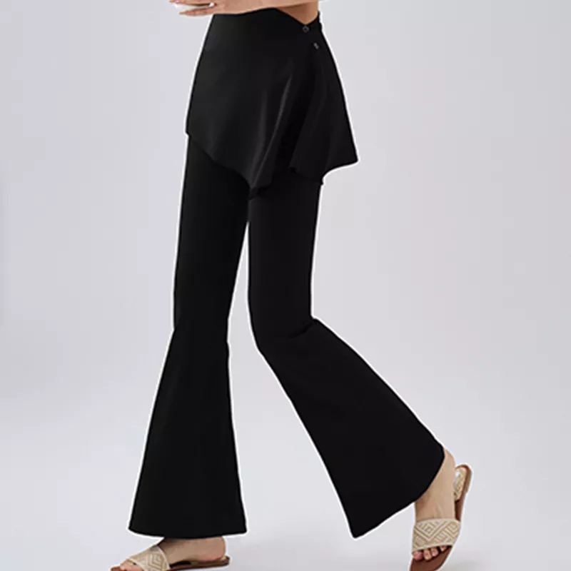 Pantalones de yoga falsos de dos piezas de cintura alta