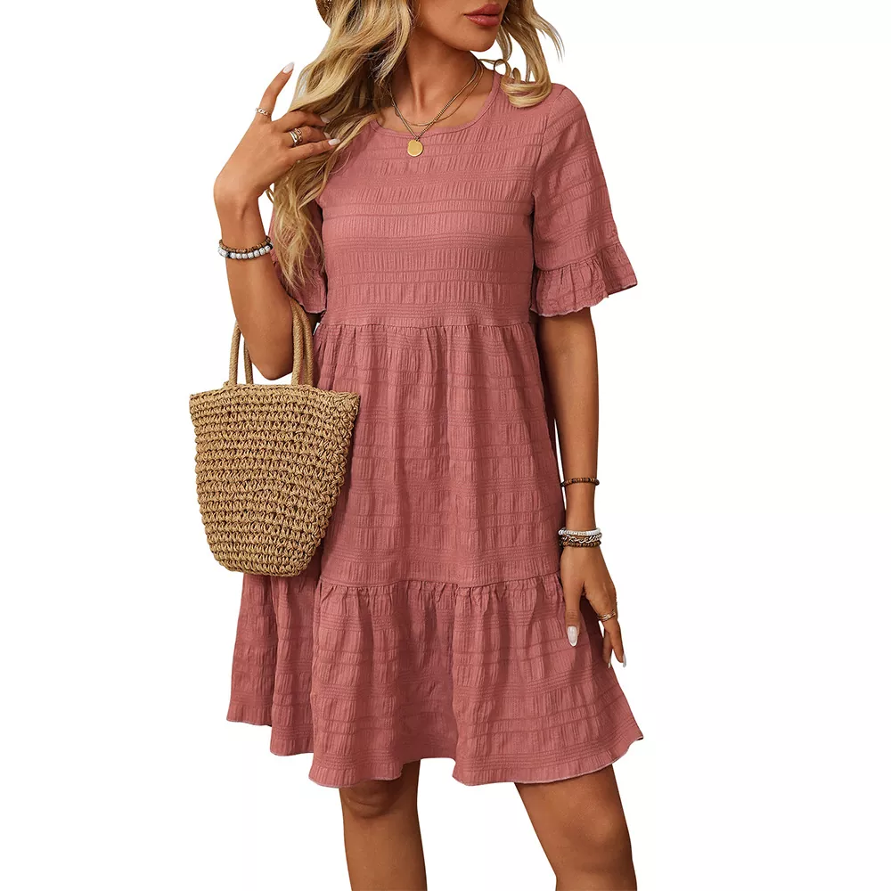 Summer Rayon Loose A-Line Mini Dress