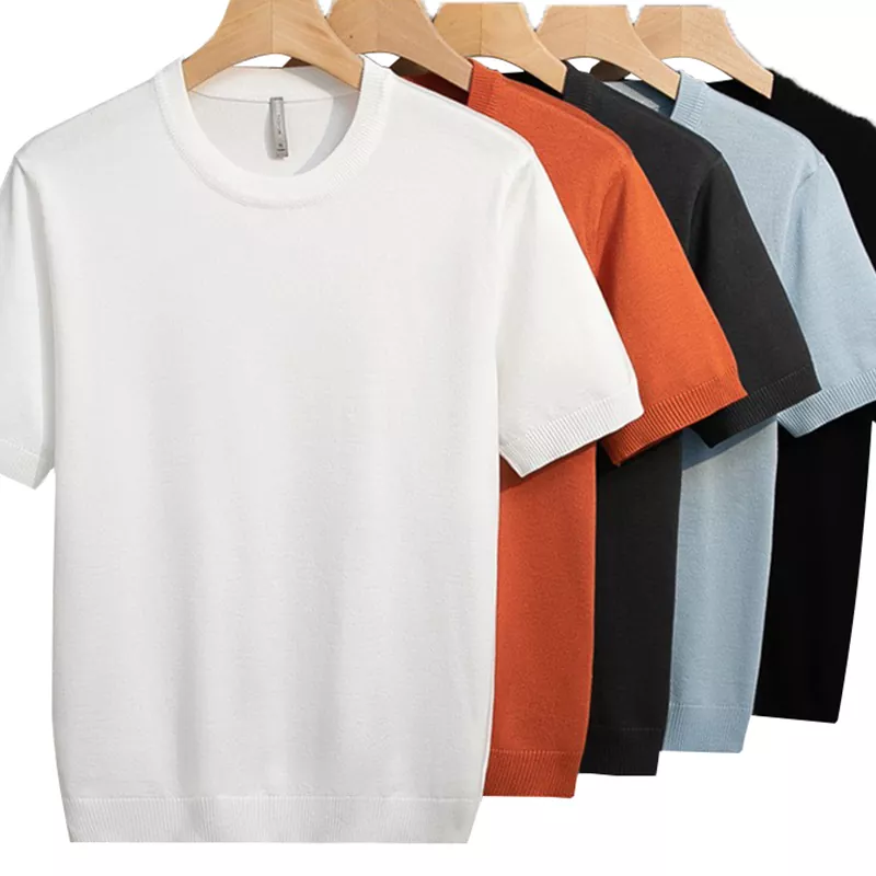 Camiseta de hombre de punto de primavera y verano resistente a pilling