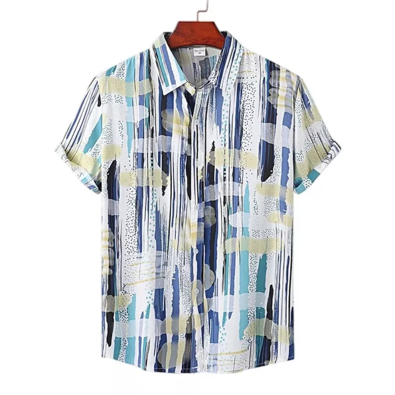 camisa de manga corta estampada de moda para hombre