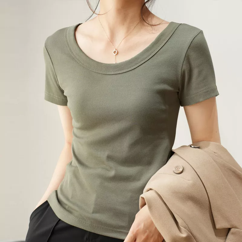 Camiseta de mujer de manga corta adelgazante de verano