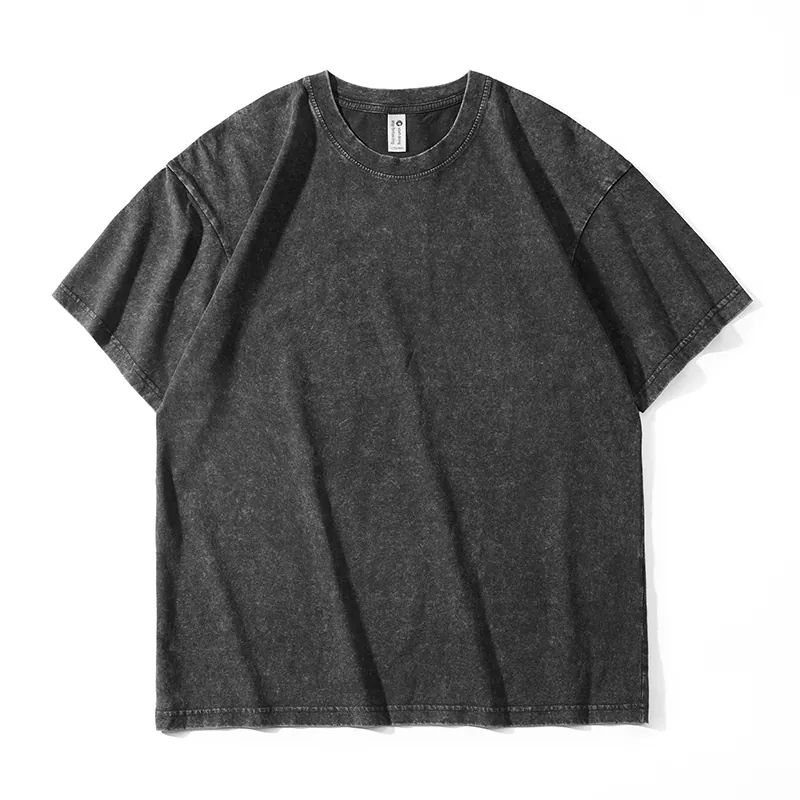 Camiseta de hombre de manga corta holgada lavada y desgastada